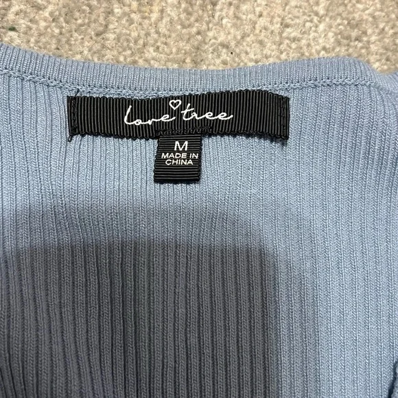 Love Tree Light Blue Ribbed Knit Top - Picture 3 of 3